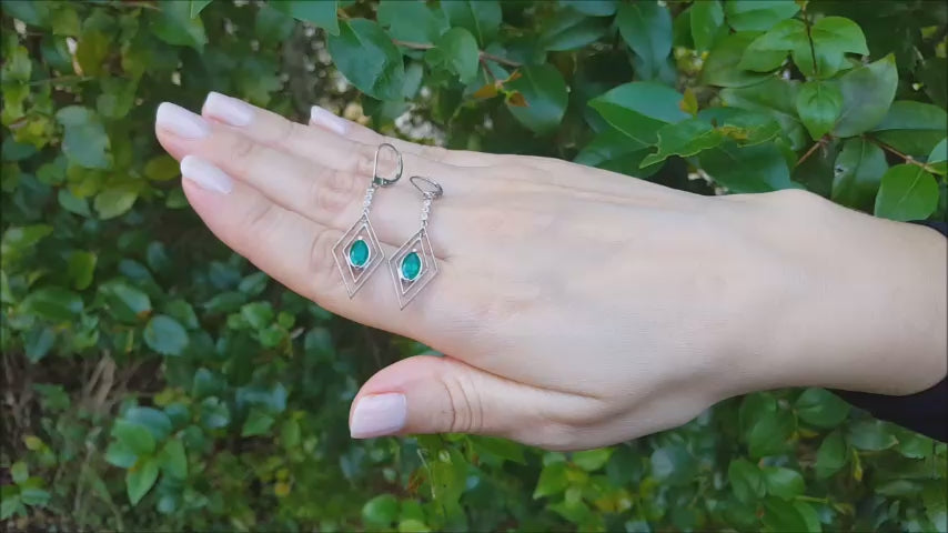 Marquise emerald earrings