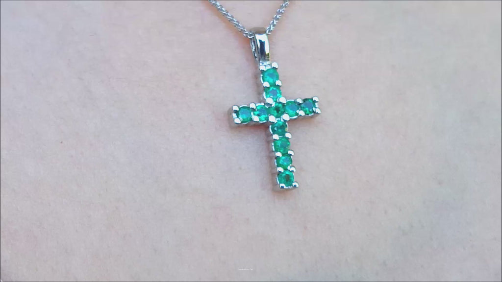 Emerald cross pendant necklace