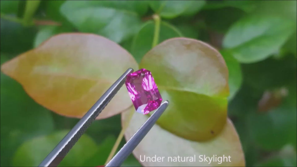 1.38 ct. GIA Certified Loose Natural Pink Sapphire Intense Vivid Color Fancy Emerald cut