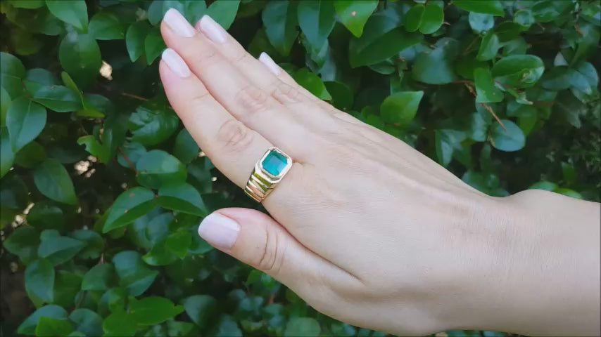 18k mens emerald ring