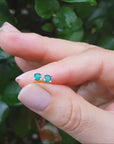 Baby girls May birthstone emerald stud earrings for sale