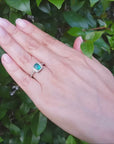 Emerald Ring Cushion cut with Halo Diamond