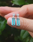 Diamond Cluster Emerald Dangling Earrings