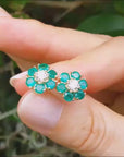 Stud Emerald Cluster Earrings