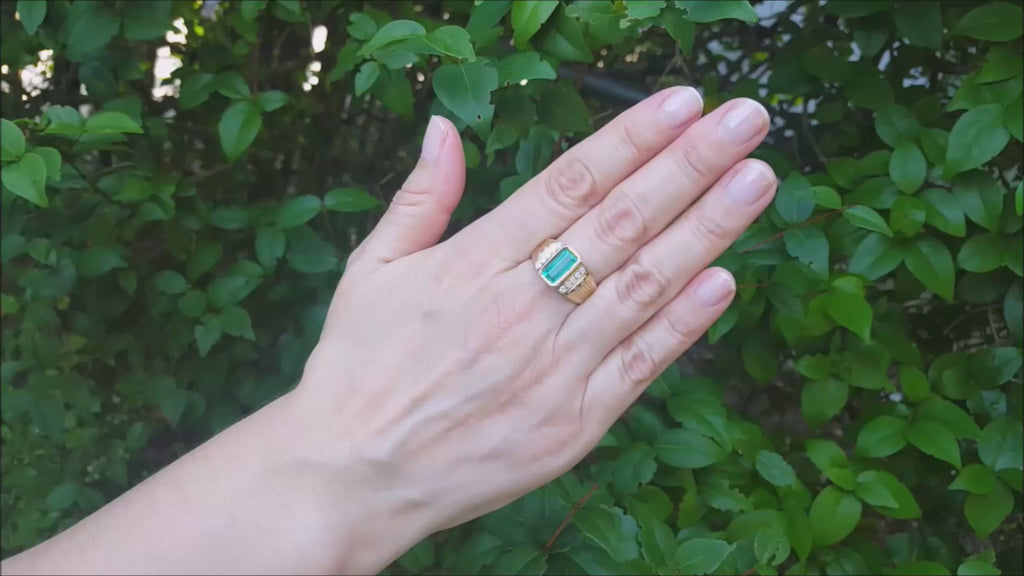 Emerald gold ring for men