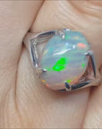 Ethiopian Welo opal silver ring for women