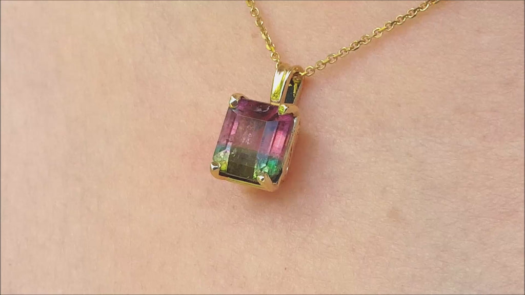 Brazilian watermelon tourmaline pendant