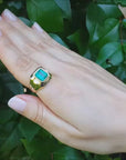 18K Gold Men's Emerald Ring 3.28 ct. Bezel Set