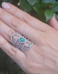 Sterling silver emerald ring natural oval shaped