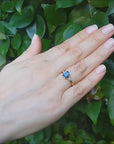 Blue Sapphire Three Stone Ring for Women
