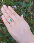 2.10 ct. Genuine Emerald Ring and Real Princess cut Diamond