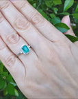 1.47 ct. Inexpensive Emerald Engagement Ring Halo Natural Diamonds in 14K White Gold