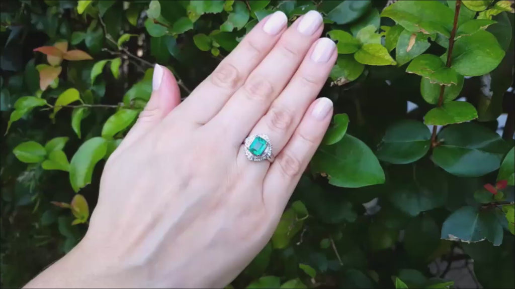 Platinum emerald ring for women