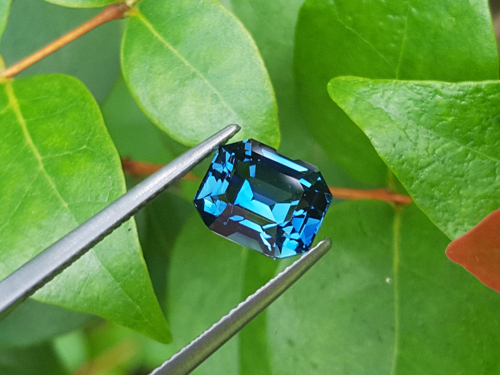 4.52 ct. UNHEATED GIA Certified Natural Sapphire Deep Blue Greenish Emerald-cut