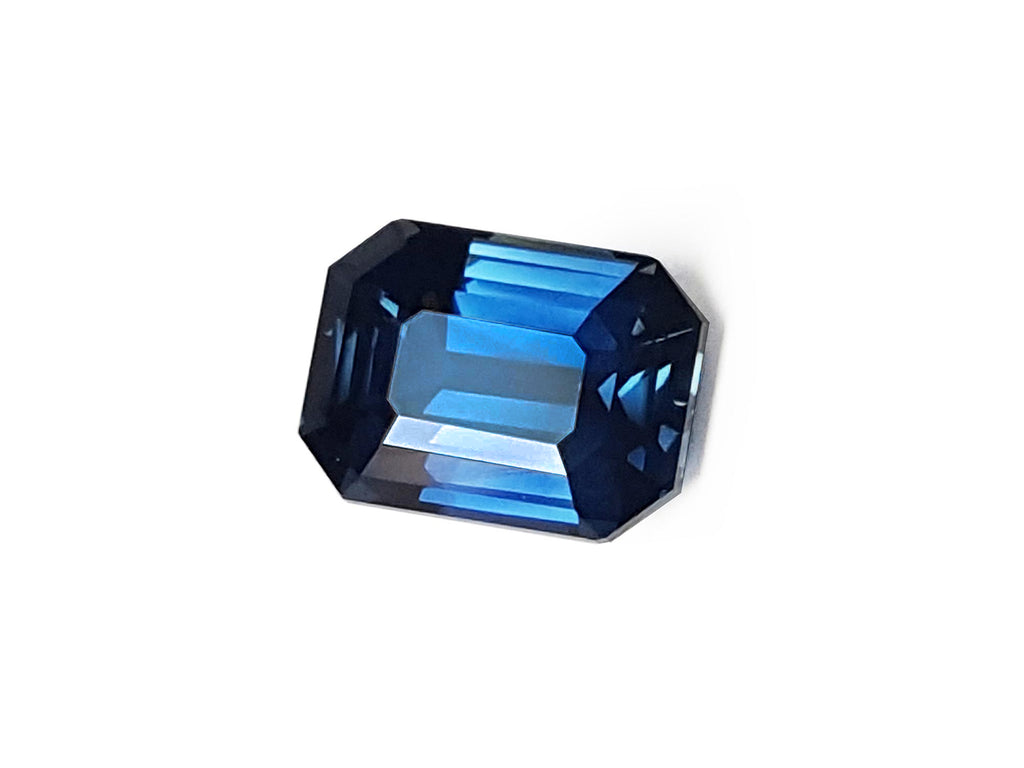 3.53 ct. GIA Certified Natural Loose Sapphire Intense Blue Greenish Color Emerald cut