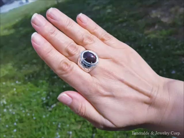 Obal Ethiopian black opal silver ring for men