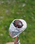 Men's black opal ring sterling silver