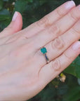 Natural Colombian emerald silver ring for women