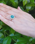 Genuine Colombian Emerald Ring Engagement Halo Natural Diamonds