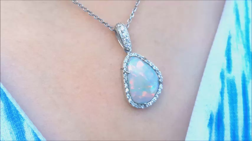 Natural Australian opal necklace