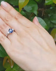 three stone blue sapphire ring