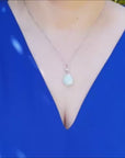 14k white gold ethiopian Welo opal pendant necklace for women,
