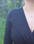 Emerald oval shape pendant necklace 0.75 ct.