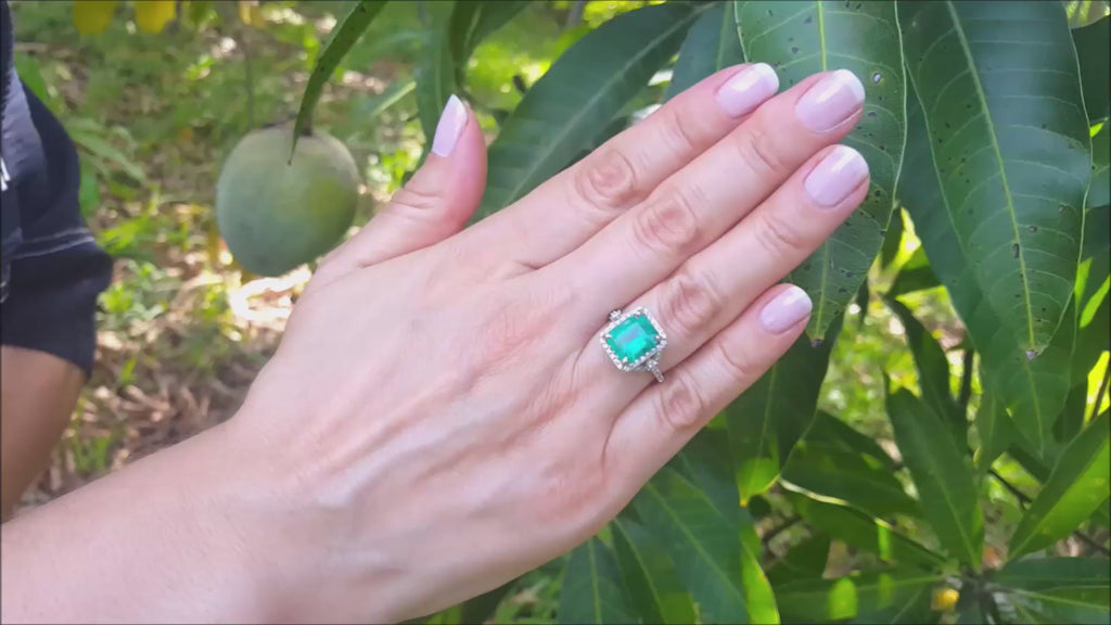 Authentic Colombian emerald engagement rings
