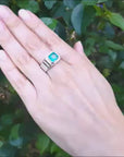 18K White Gold Men's Emerald Ring 2.76 Carats Bezel Set