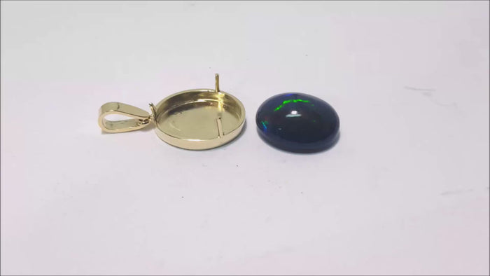 Ethiopian black opal pendant necklace