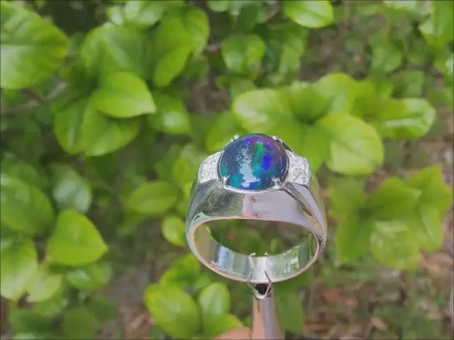 Men's black opal sterling silver