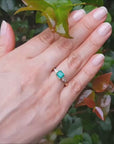 Three stone emerald ring for mom in mother's day