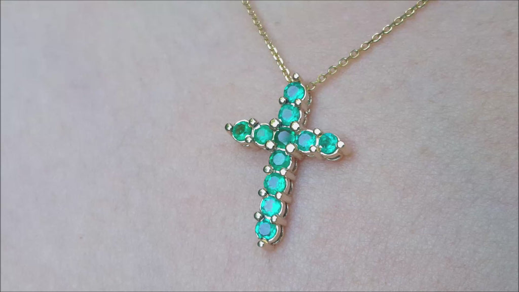 Real emerald cross necklace