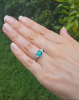 Genuine Colombian Emerald Engagement Ring Trillion Side Diamonds