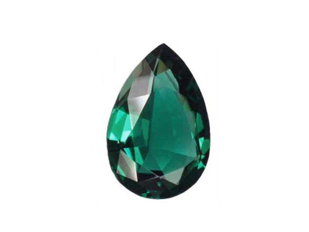 Man-made emerald: beautiful clean and even color, perfect cut, no signs of natural formation.
