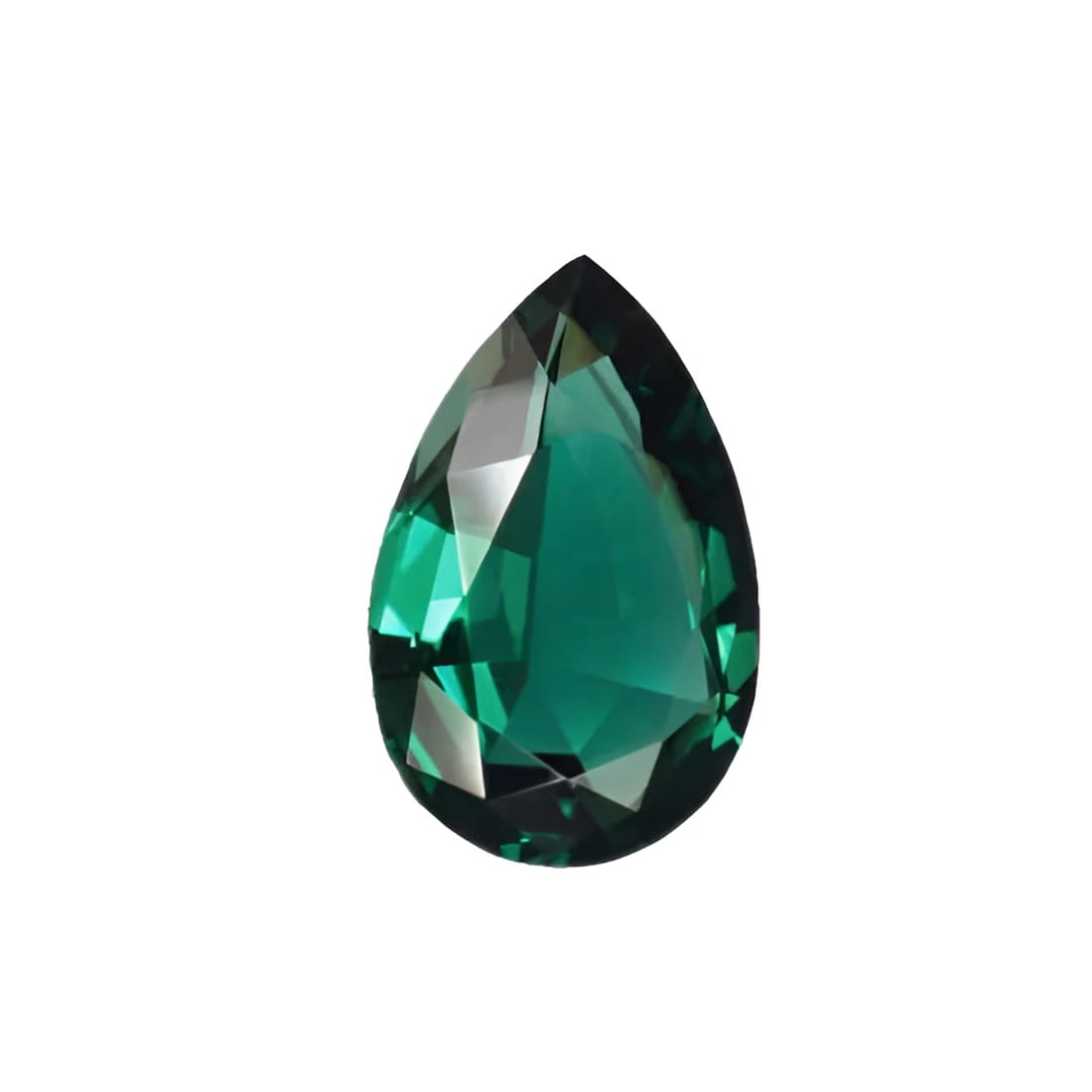 Man-made emerald: beautiful clean and even color, perfect cut, no signs of natural formation.