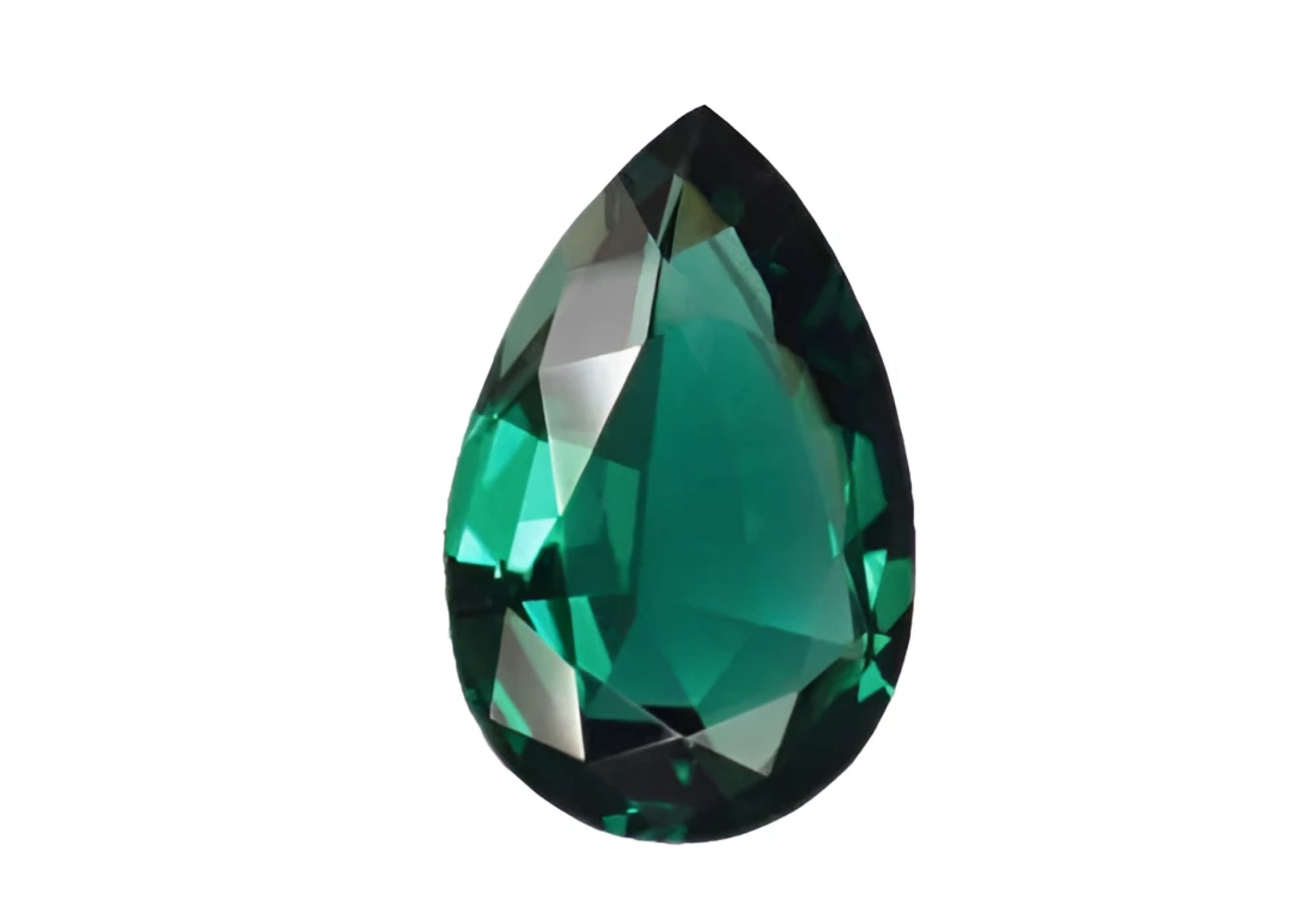 Man-made emerald: beautiful clean and even color, perfect cut, no signs of natural formation.