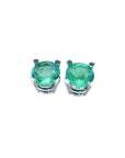 Pair of natural colombian emerald stud earrings made of 14k white gold and push backs.