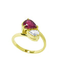 Natural You and Me Ruby Diamond Ring 18K Gold Ruby jewelry rings This you and me two stone ruby and diamond ring