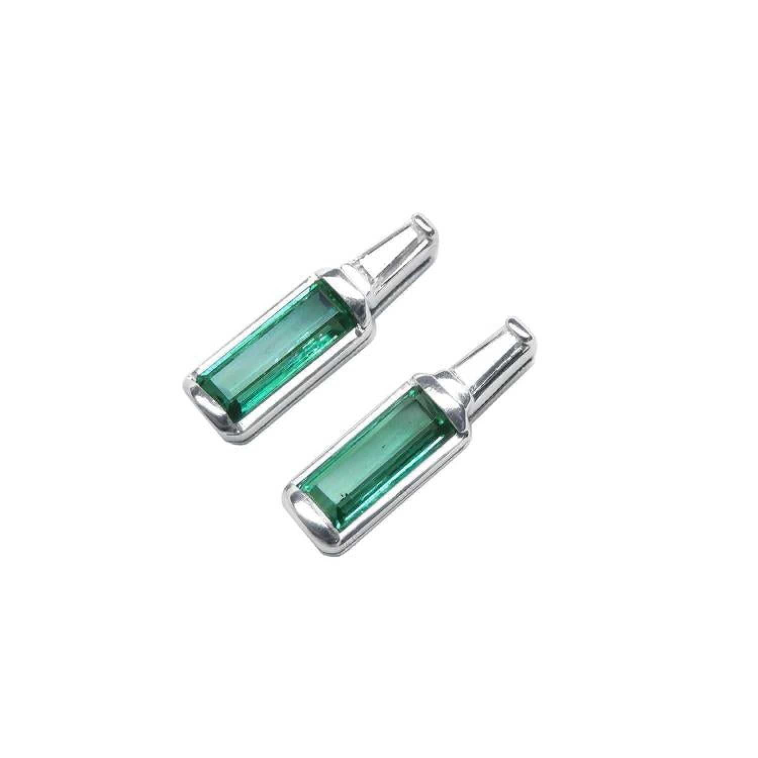 2.00 ct. natural baguette emerald stud earrings in 14k white gold with sparkling medium green emeralds.