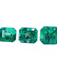 Three stone natural loose emeralds set square, high quality for a unique design of pendant or necklace and earrings.