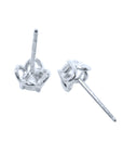 Upside down position for the view of push backs diamond stud earrings, white gold. 