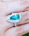 para novias anillo con esmeralda y diamantes naturales en oro blanco