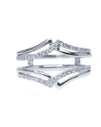 Enhancer ring guard with diamonds in 14k gold on a white background