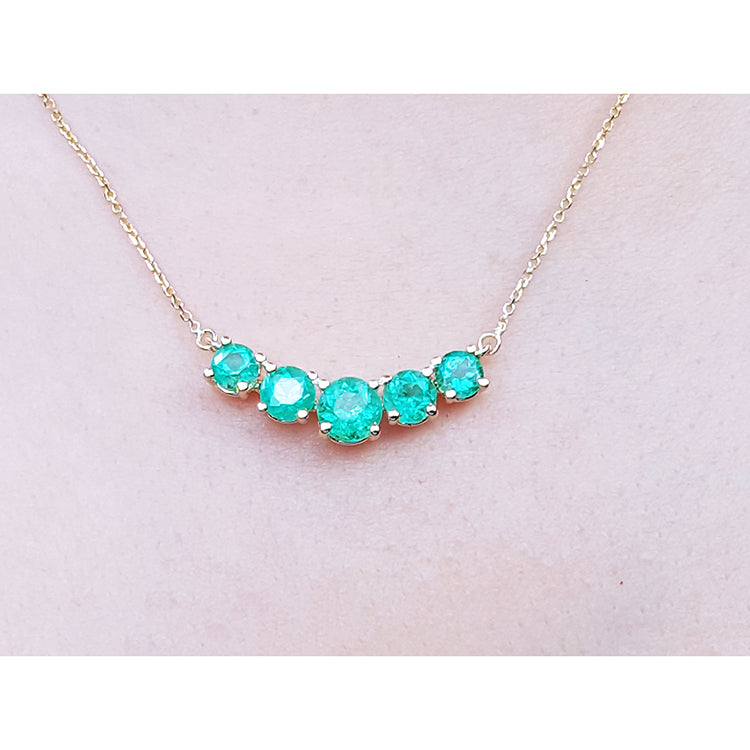 bridal&#39;s adornment Muzo Colombian Emeralds Necklace 14K Yellow Gold