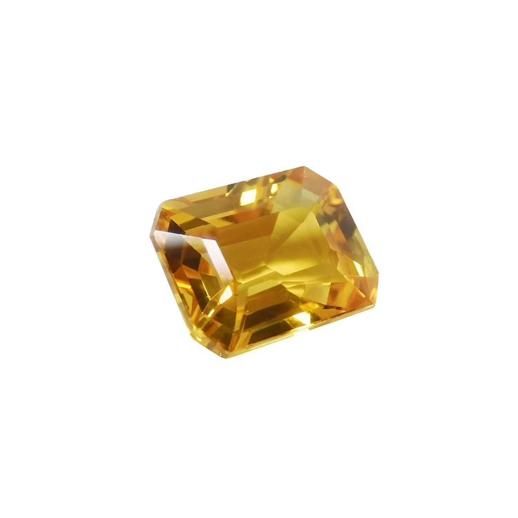 3.75 ct. vivid intense yellow emerald cut natural sapphire from Sri Lanka.