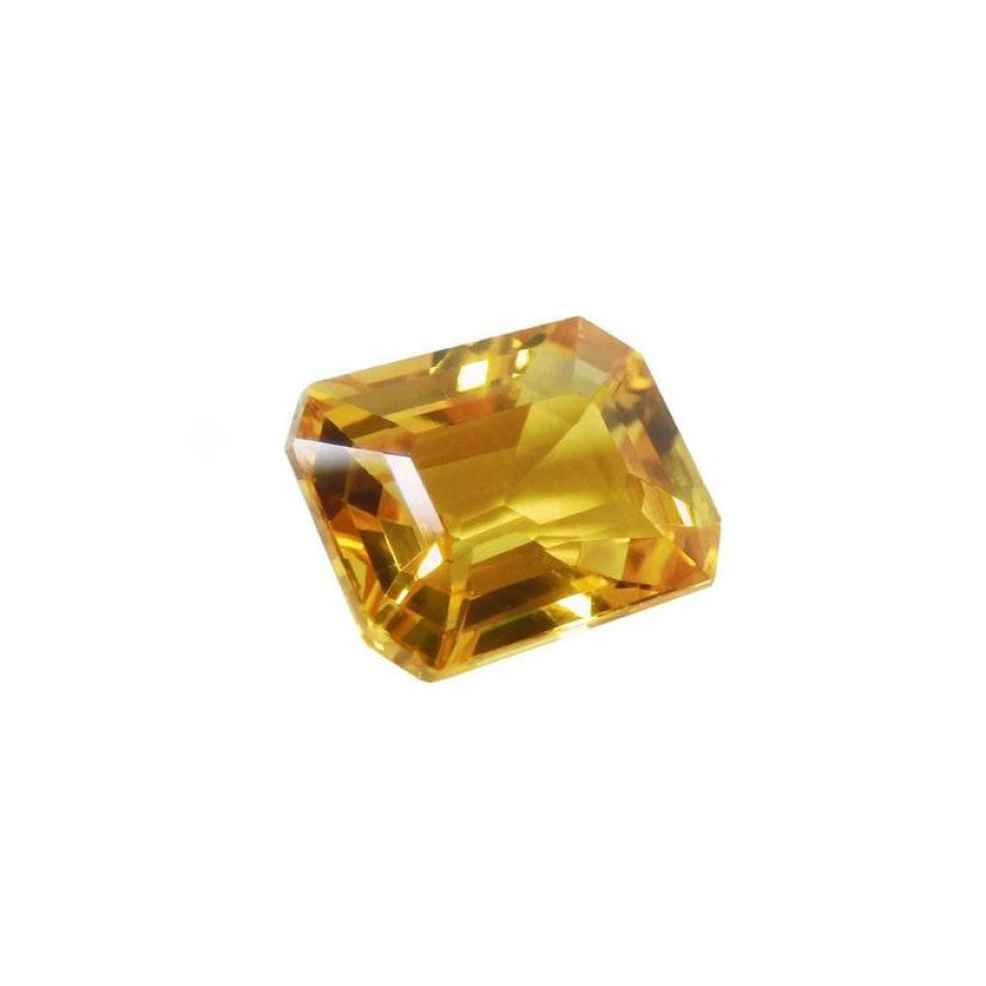 3.75 ct. vivid intense yellow emerald cut natural sapphire from Sri Lanka.