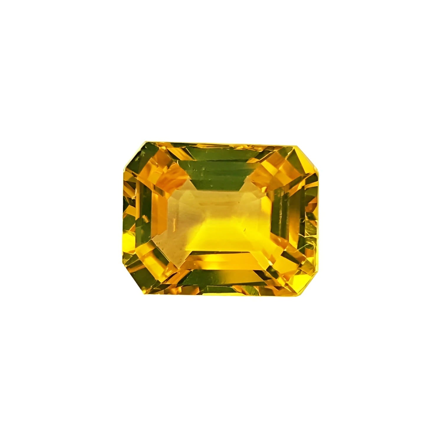 3.75 ct. loose yellow sapphire emerald cut from Sri Lanka, exhibiting a vivid and clear intense yellow hue.