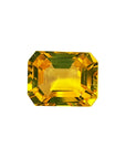 3.75 ct. loose yellow sapphire emerald cut from Sri Lanka, exhibiting a vivid and clear intense yellow hue.